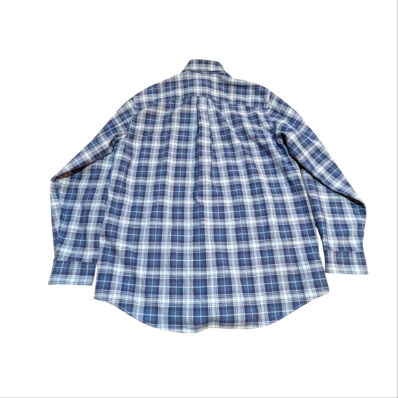 L.L. Bean Traditional Fit Plaid Shirt Men M  Blue Button-Up 100% Cotton Classic - Picture 2 of 6
